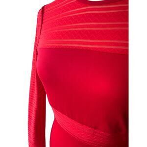 Bebe Cherry Red Solid and Sheer Bandage Dress Women's Size S New With Tags! Sexy